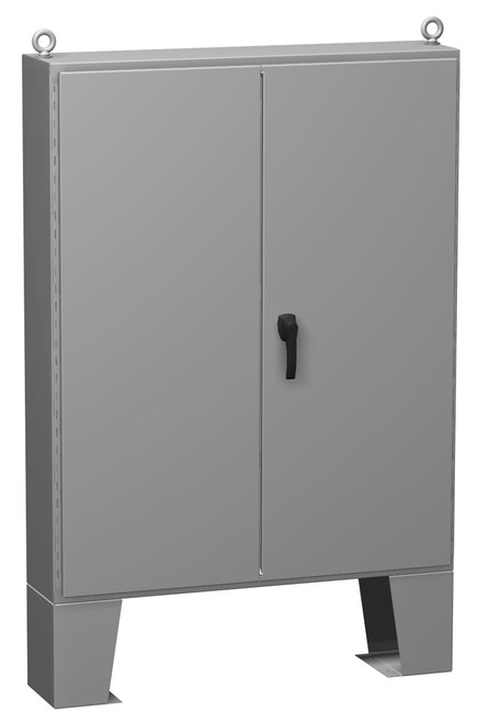 1422D12F | Hammond Manufacturing N12 Dbl Door Floormount Encl w/panel - 60 x 60 x 12 - Steel/Gray