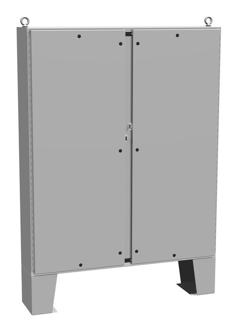 1422N4SSB12FQT | Hammond Manufacturing N4X Qtr Turn Dbl Door Floormount Encl w/panel - 62 x 48 x 12 - 304 SS