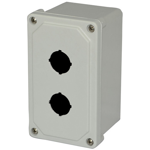 AM2PB | 7 x 4 x 3 Fiberglass small junction box with 4-screw lift-off cover and 2 pushbutton holes