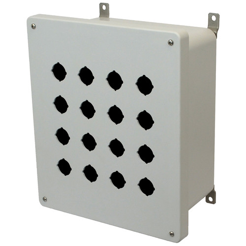 AM1206P16 | Fiberglass enclosure with 4-screw lift-off cover and 16 pushbutton holes