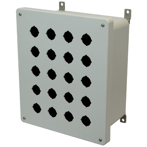 AM1206P20 | Fiberglass enclosure with 4-screw lift-off cover and 20 pushbutton holes