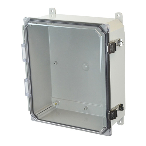 AMP1204CCL | Polycarbonate enclosure with hinged clear cover and snap latch