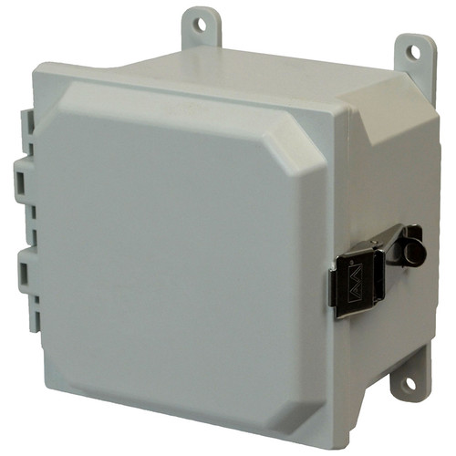 AMU664L | 6 x 6 x 4 Fiberglass enclosure with hinged cover and snap latch