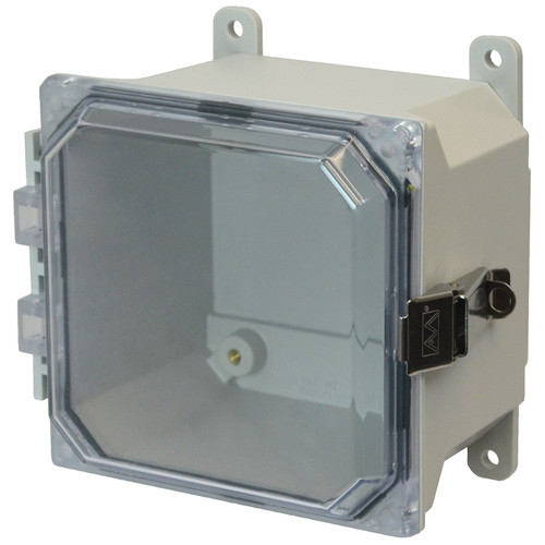 AMU664CCL | Fiberglass enclosure with hinged clear cover and snap latch