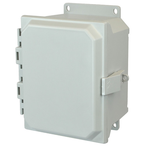 AMU1084NLF | 10 x 8 x 4 Fiberglass enclosure with hinged cover and nonmetal snap latch