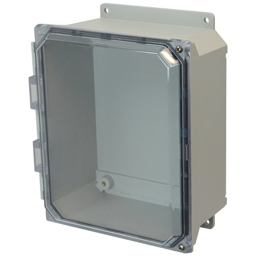 AMU1084CCHF | 10 x 8 x 4 Fiberglass enclosure with 2-screw hinged clear cover