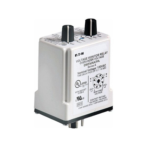 D65VAKPA1 | Eaton Over/Undervoltage Relay 110V DC, 8 Pin, Adj Drop-Out, Adj TD