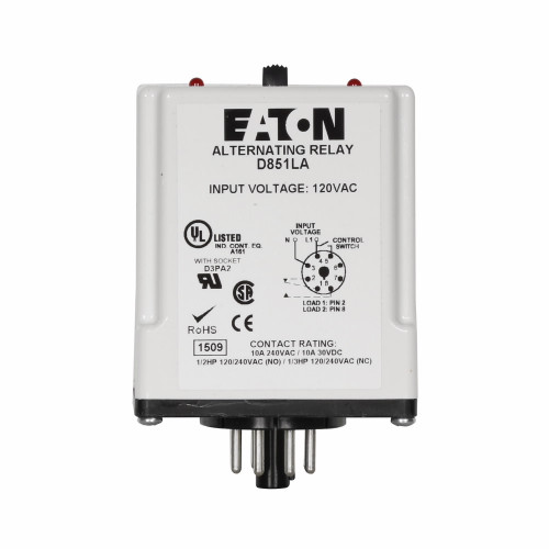 D852XNR | Eaton Alternating Relay DPDT Cross-Wired 12VAC