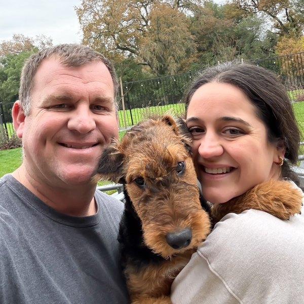 Coco the Airedale An Airedale puppy in his new human parent's arms
