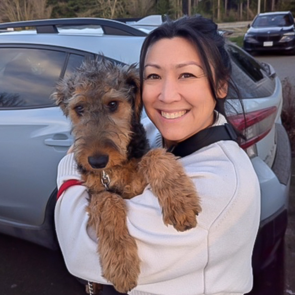Wilf the Airedale An Airedale puppy in his new human mom's arms