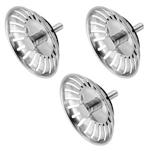 Stainless Steel Sink Drain Strainer & Stopper Plug Compatible for UK 83mm (Pack of 3, R1165)