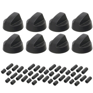 Black Knob With Five Adapters Universal Fitting for Ovens - Pack of 8