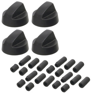 Black Knob With Five Adapters Universal Fitting for Ovens - Pack of 4