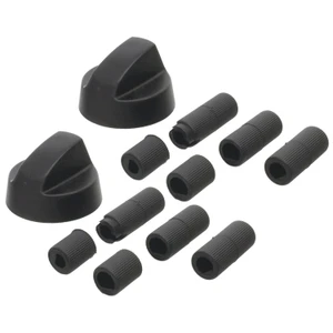 Black Knob With Five Adapters Universal Fitting for Ovens - Pack of 2