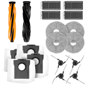 18-Piece Replacement Parts Kit for Dreame X50 Ultra Robot Vaccum (4x SMS Bags, 4x Side Brushes, 4x Mop Pads, 4x HEPA Filters & 2x Brushbars)