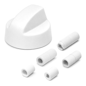 White Oven Knob With Five Adapters Universal Fitting for Ovens