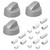 Silver Oven Knob With Five Adapters Universal Fitting for Ovens (Pack of 3)