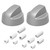 Silver Oven Knob With Five Adapters Universal Fitting for Ovens - Pack of 2