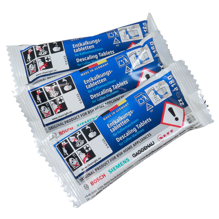 Genuine Bosch Siemens 'TCZ6002' Type Descaling Tablets for Coffee Machines and Kettles (Pack of 6)