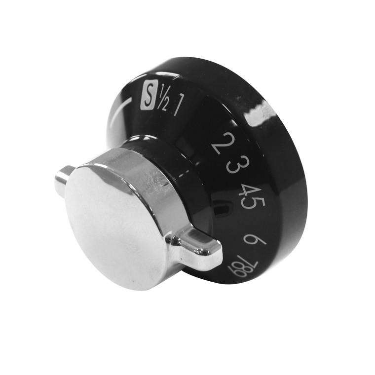 Genuine Stoves, Hygena, Diplomat 550SIDlM, ADP5633 Type Black and Silver Oven Control Knob