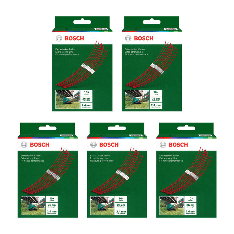 Genuine Bosch ART26 Combitrim Series 26cm x 2.4mm Extra Strong Line (5 x Pack of 10, F016800181)