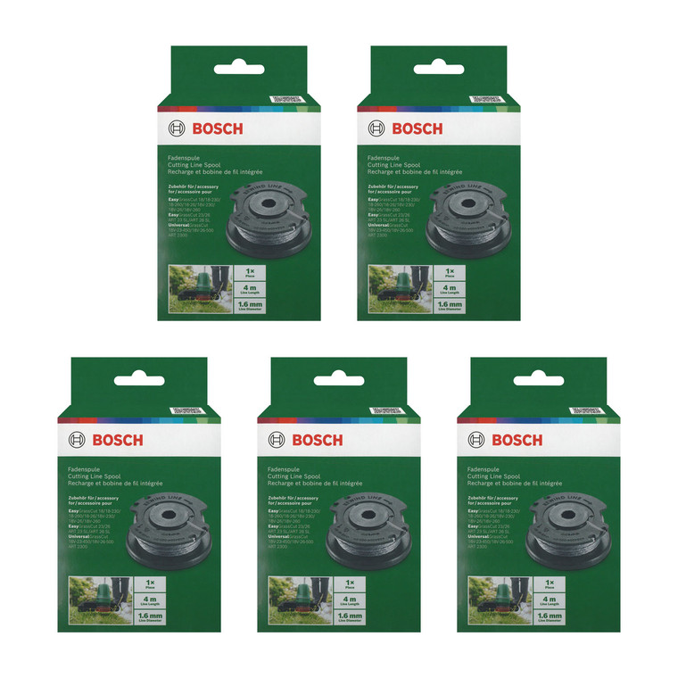 Genuine Bosch EasyGrass Type Trimmer Spool Cutting Line (4.5m x 1.6mm, Pack of 5, F016800569)