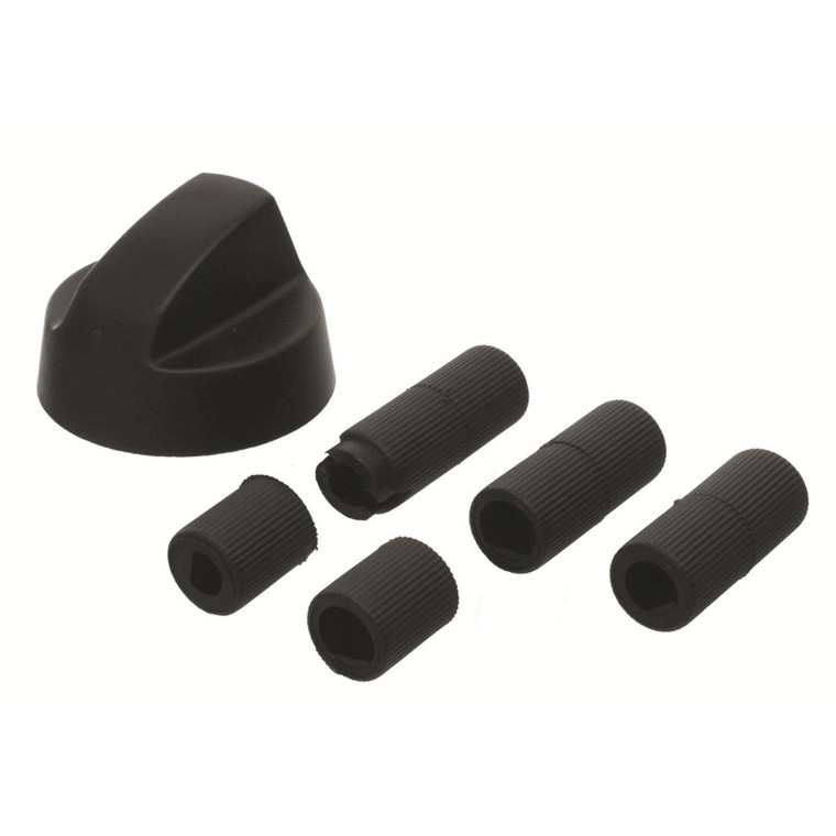 Black Knob With Five Adapters Universal Fitting for Ovens