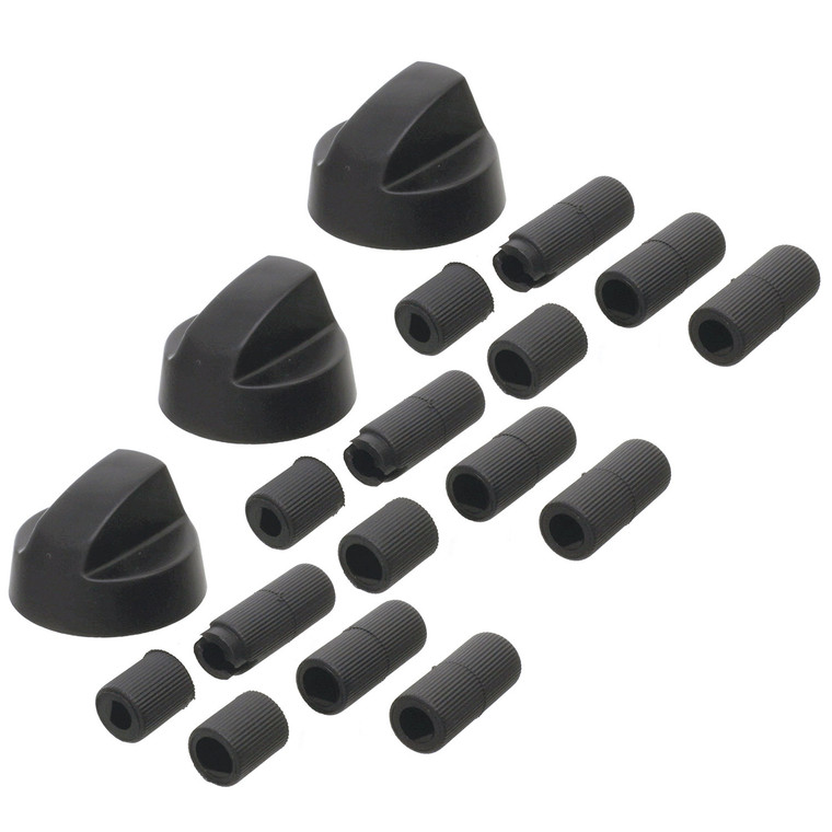 Black Knob With Five Adapters Universal Fitting for Ovens (Pack of 3)
