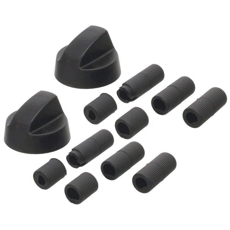 Black Knob With Five Adapters Universal Fitting for Ovens - Pack of 2