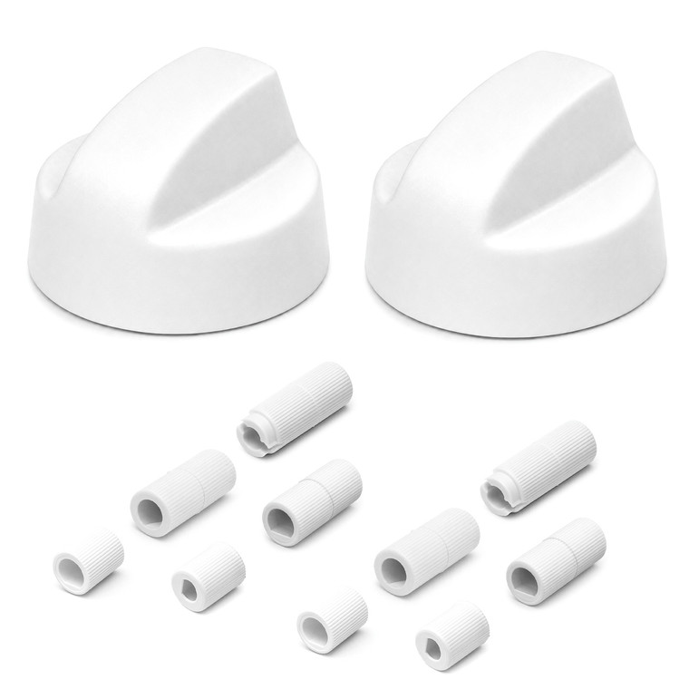 White Oven Knob With Five Adapters Universal Fitting for Ovens (Pack of 2)