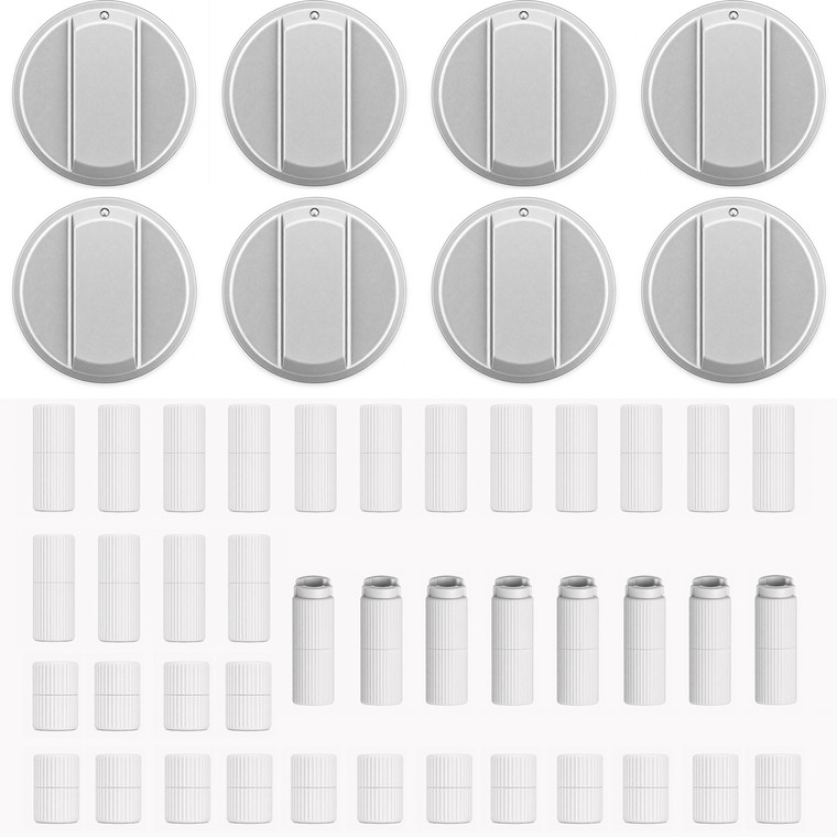 Silver Knob With Five Adapters Universal Fitting for Ovens - Pack of 8