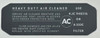 AC heavy duty air cleaner decal