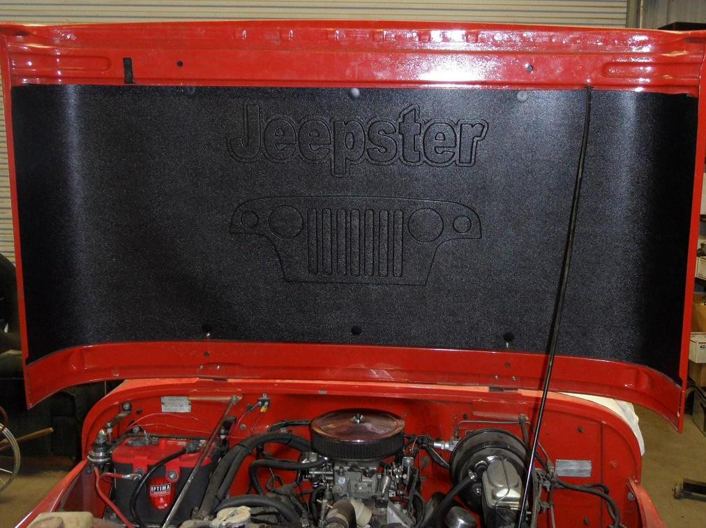 Jeepster/Commando insulated under hood cover, Jeepster grill logo ...