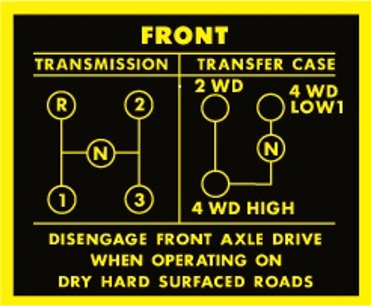 Jeepster/Commando 3 speed/Dana 20 shifter decal  