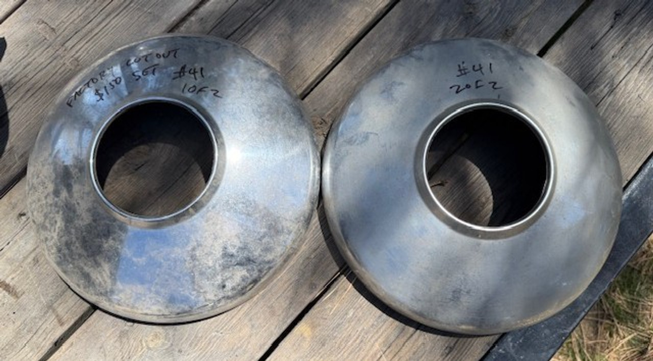 Used factory cut out front hubcap set #41