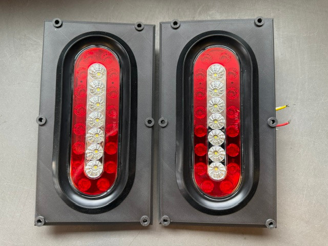 Tail light housings, 3D printed with LED lights, pair
