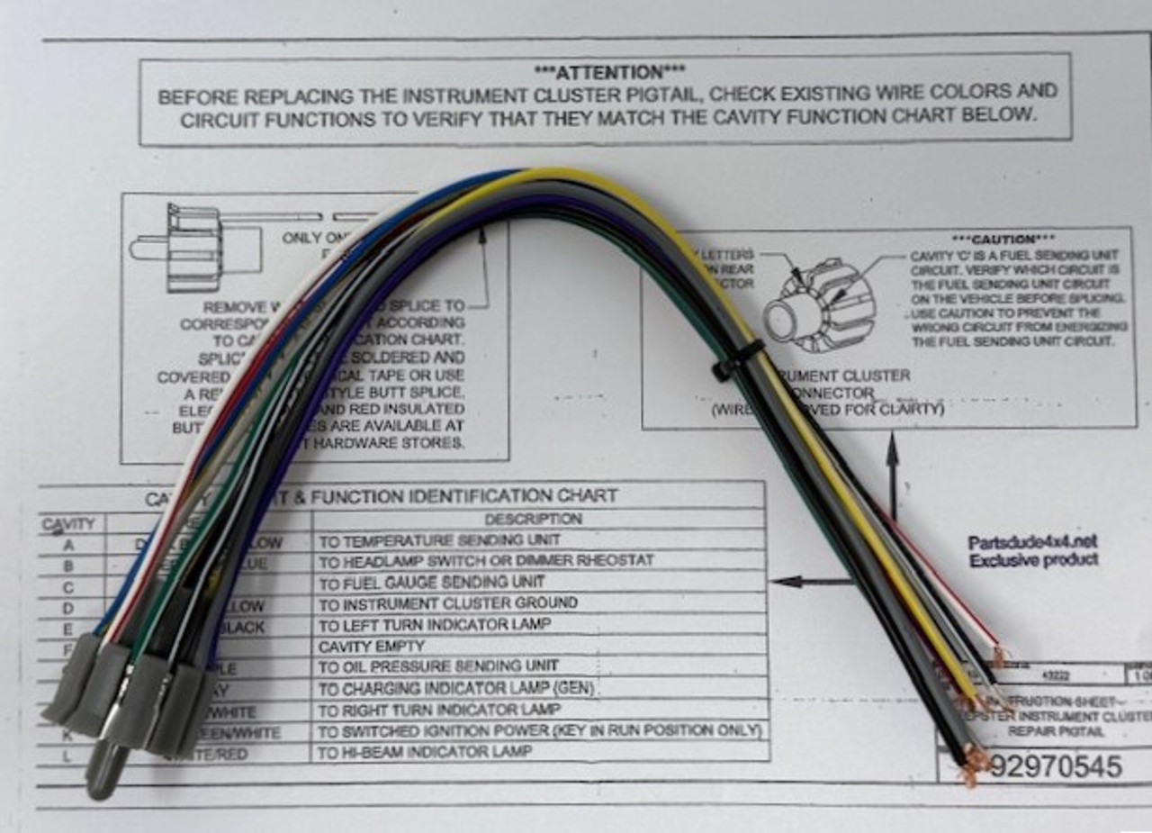 Gauge cluster plug with pigtail harness