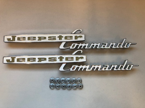 Jeepster Commando hood emblem kit, gold lettering