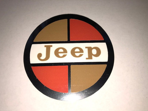 Jeep logo round decal, mylar backed with early font, 3" diameter