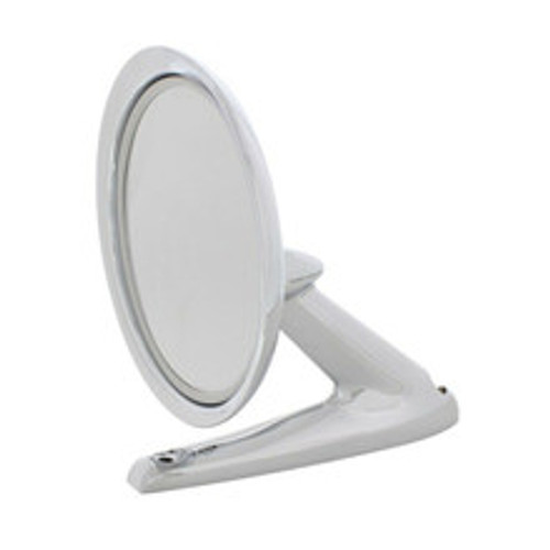 Round side mirror, chrome metal