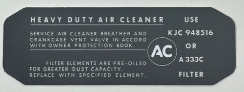 AC heavy duty air cleaner decal