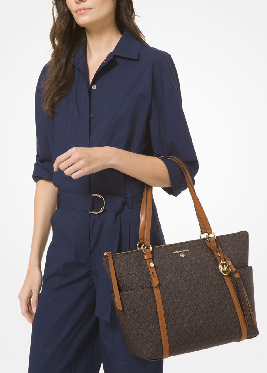 Sullivan Large Logo and Leather Tote Bag