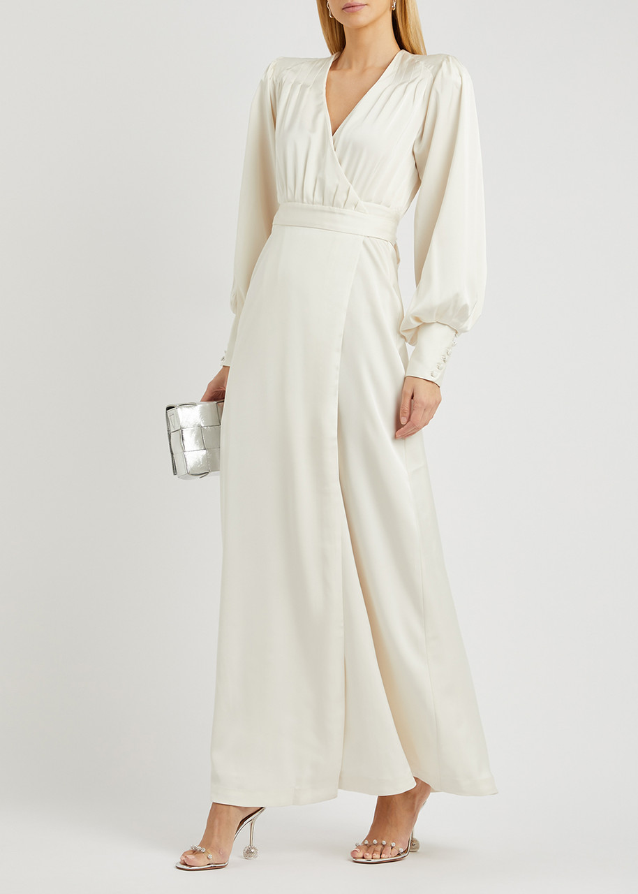 ROTATE BIRGER CHRISTENSEN Ria off-white satin wrap dress | Harvey Nichols