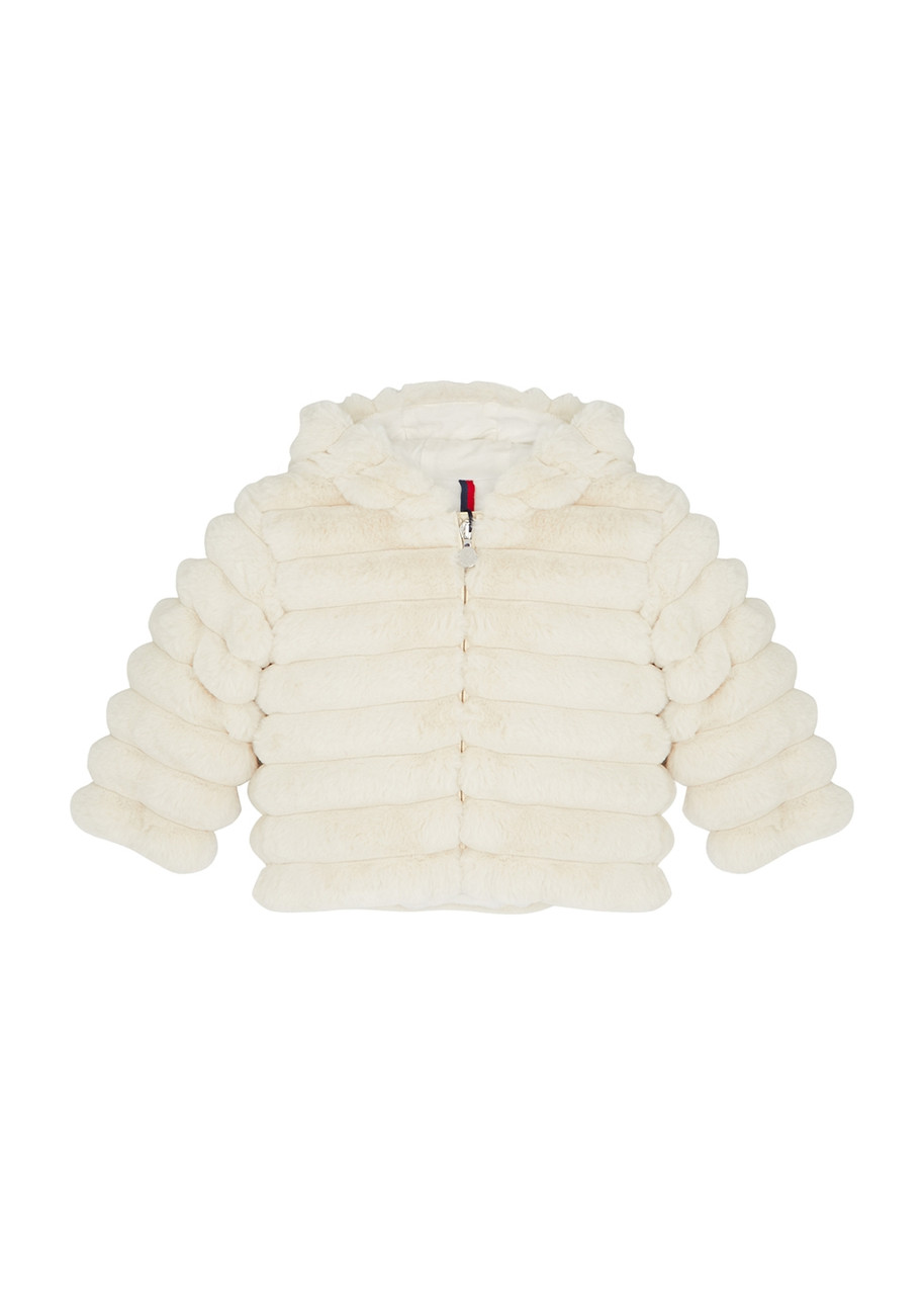 MONCLER モンクレール Latife giubbotto MONCLER KIDS Latife cream faux fur coat | Harvey Nichols