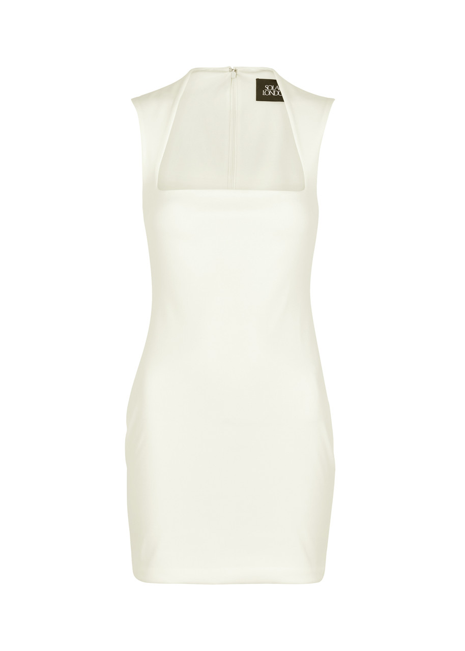 ethereal buckle mini dress Ethereal Aura Dotted Mesh Mini Dress (Cream)