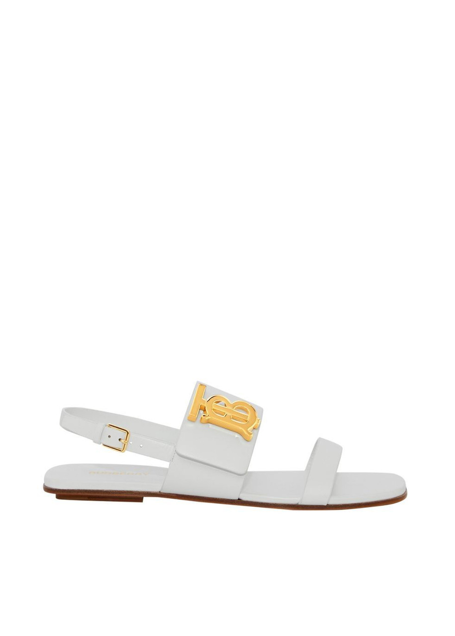 Burberry Logo-Plaque Leather Sandals - ShopStyle