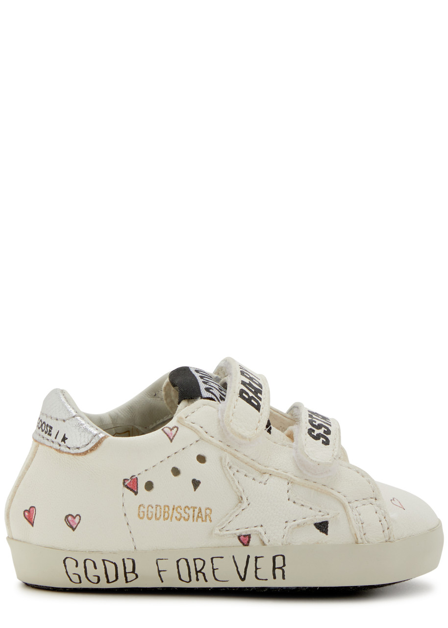 GOLDEN GOOSE KIDS Baby School printed leather sneakers | Harvey