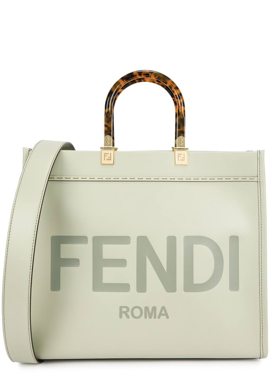 Fendi Large Sunshine Shopper Bag In ROMA Logo Calf Leather White
