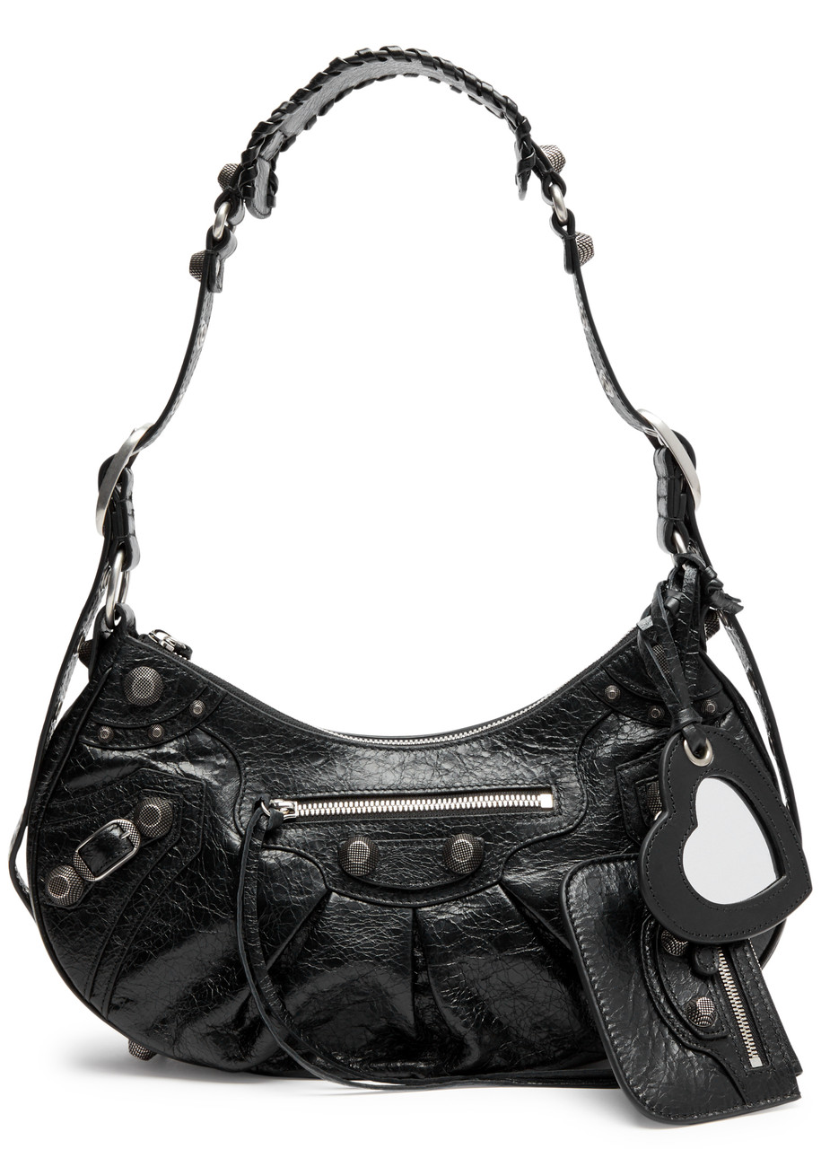 OPELLE Lotus Bag Soft Black Pebbled Leather With Zip Pockets 