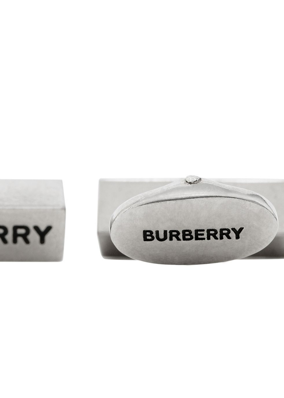 Burberry Check-Engraved Palladium-Plated Tie Bar